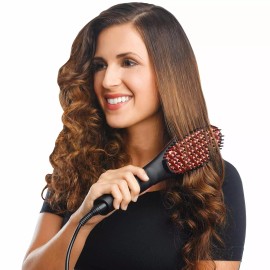 Simply Straight Ceramic Straightening Brush Fast Heat Up Works for All Hair Type