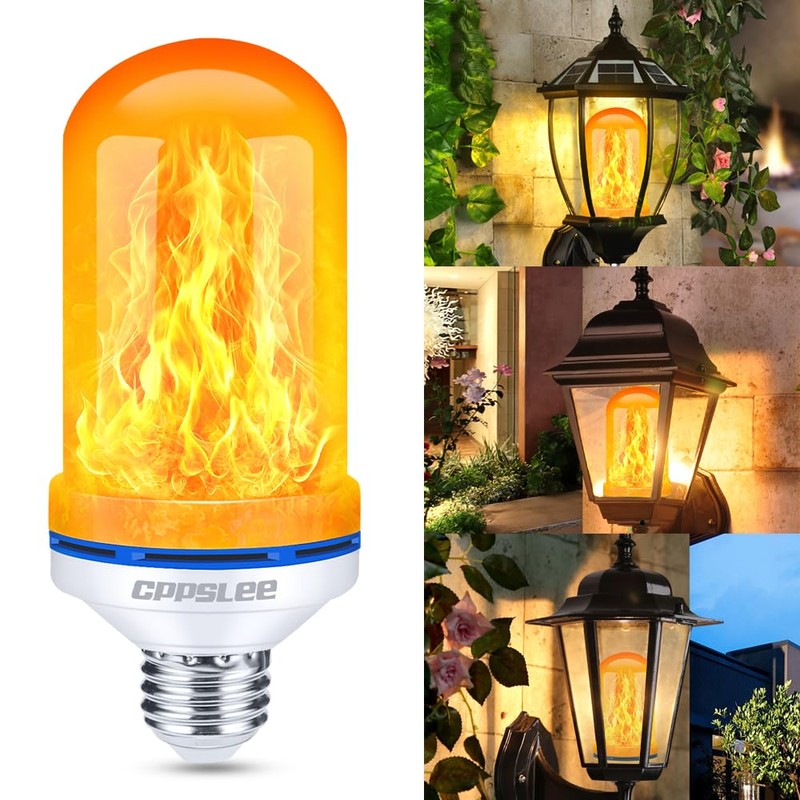 CPPSLEE Upgraded LED Flame Light Bulbs, 4 Modes Flickering Light