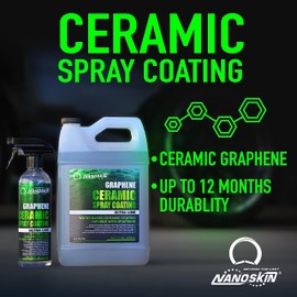 Nanoskin Graphene Ceramic Spray Coating 16 oz – Water Based Super Hydrophobic Spray Substitutes Car Waxes, Paint Sealant, Top Coat Polymer | Apply After Car Wash, Clay Bar, Car Polisher Buffer