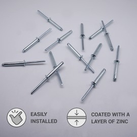 Blind Rivets 5.0 x 30 mm Open Dome Head Pop Rivets DIN 7337 Steel Rivets and Steel Mandrel (50, 5.0 x 30 mm) (Pack of 50)