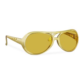 Relaxdays 1 x Elvis Glasses, Funny Rapper & Proll Glasses, Costume, Large Glasses for Carnival and Theme Parties, Gold