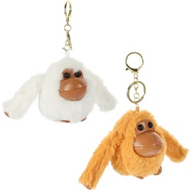 LUOZZY 2 Pcs Plush Gorilla Panda Keychain Cartoon Animal Keychain Plush Doll Keyrings Bag Backpack Hanging Charms (Gorilla)