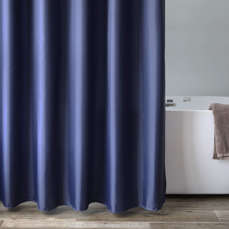 AooHome Solid Navy Blue Shower Curtain, Fabric Weighted Hem Shower