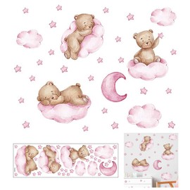EUYKQNOI wandsticker baby Wandsticker bär Wandsticker BäR Auf Der Wolke Wandtattoo bär Mit Wolken Sterne Mond Wandaufkleber Wandsticker Kinderzimmer Wandtattoo Babyzimmer Spielzimmer Zimmer Wanddeko