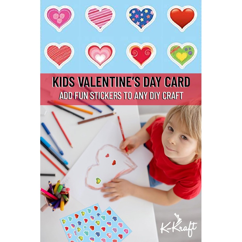 K-Kraft 120 Heart Stickers (Hearts Extravaganza) - 12 Different Patterns
