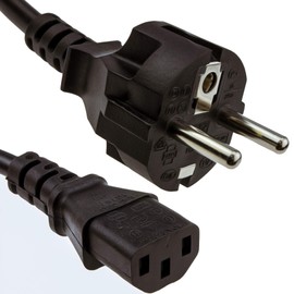 Euro 2-Pin Schuko Plug Power Cord for IEC C13 Plug Connection Cable 2 m [2 Metres]
