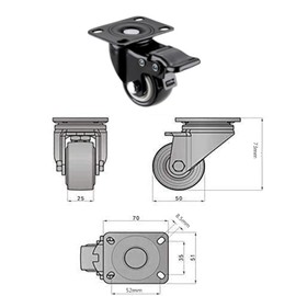 Castor Wheels Furniture Moving Swivel Caster 4Pieces Heavy Duty Swivel Castor Wheels Trolley Furniture Caster Rubber 280kg 50mm with Brakes