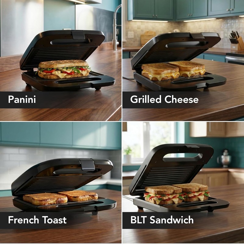 OVENTE Electric Panini Press Grill with Nonstick Plates, LED Indicator