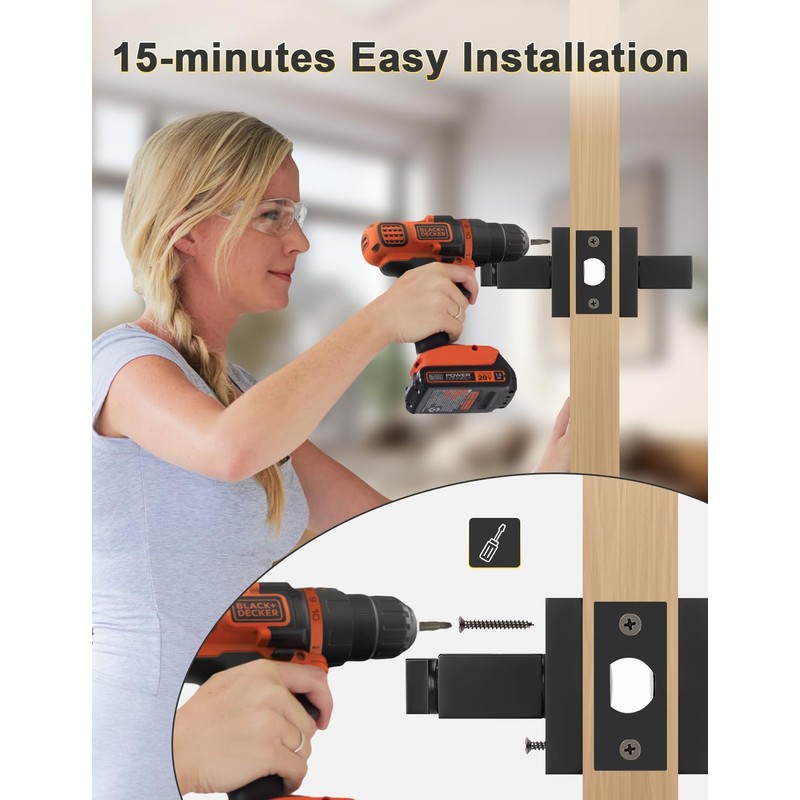 Tinewa 10 Pack Black Door Handles, Privacy Door Lever Set