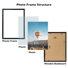 JCJMY 10x13 Picture Frame Set of 3 Black for Wall Hanging, Wall Mounting Horizontally or Vertically, 10 x 13 Wall Gallery Poster Photo Frame with Shatter Resistant Plexiglass, 3 Pack, Black