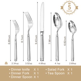 KINGSTONE Silverware Set for 1, 18/10 Stainless Steel Flatware Set Cutlery Set with Roman Column Style Thick Handle, Ideal for Family, Restaurant, Weddings, Parties and Gifts, Dishwasher Safe
