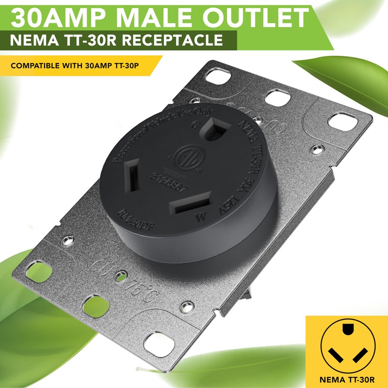 Leisure Cords RV 30 Amp, 125 Volt, NEMA TT-30R, 2P,