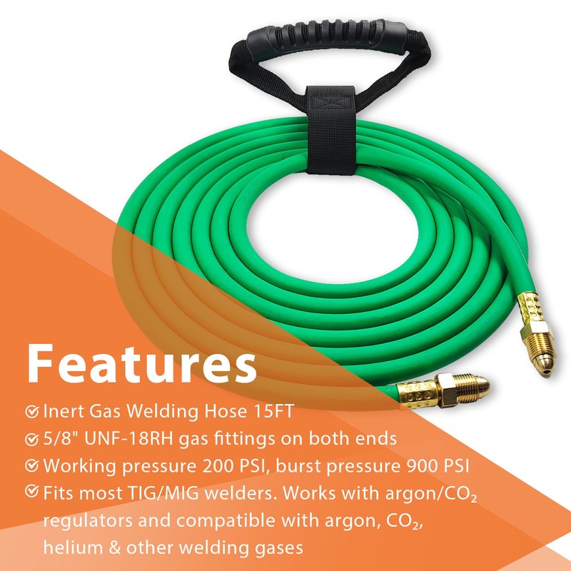 15FT Argon Gas Hose, Inert Gas Welding Hoses for MIG/TIG
