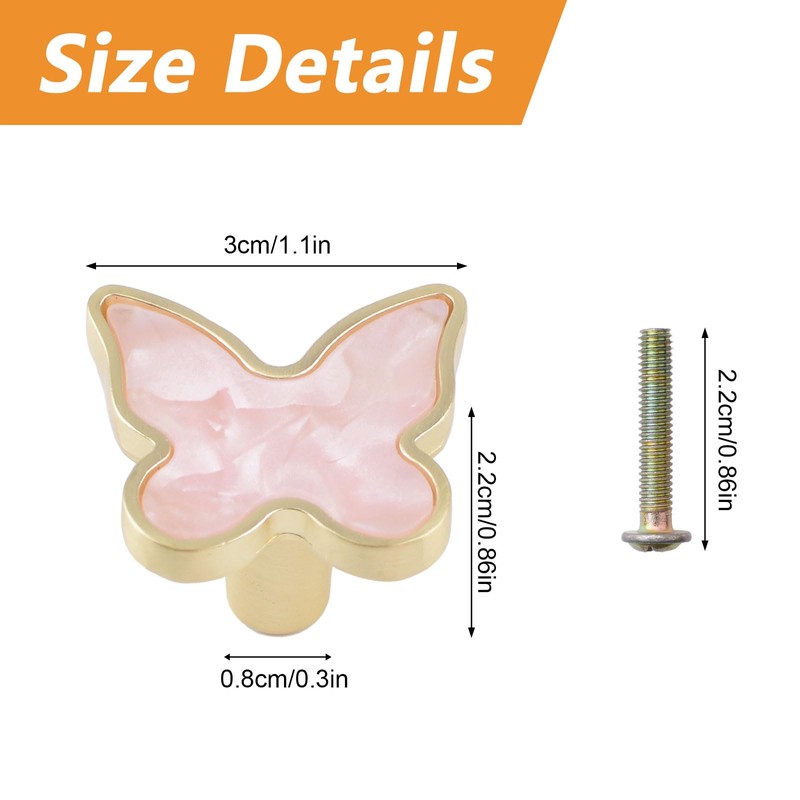MOROBOR Decorative Butterfly Kitchen Cabinet Knobs, 6 Pack Creative Dresser