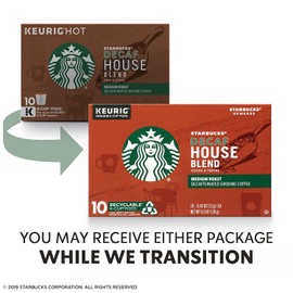 Starbucks Decaf K-Cup Coffee Pods — House Blend for Keurig Brewers — 6 boxes (60 pods total)