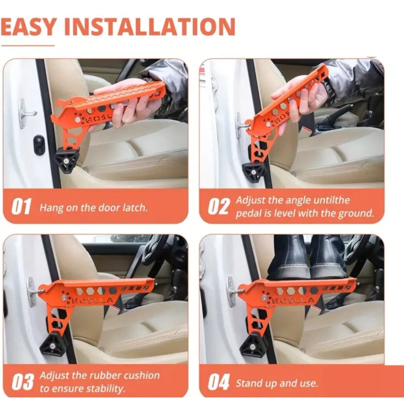 BOSLLA Universal Foldable Car Door Step Latch Hook Mini Pedal