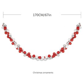 Costyleen Christmas Garland Balls Ornaments Outdoor Indoor Home Party Xmas Tree Decors Decorative Multi-Color Red White Silver（16in