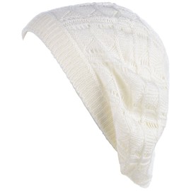 BYOS - Gorro de punto de ganchillo suave y ligero estilo parisino, 2-pack Wavy Stripes Off White & Black, Talla única