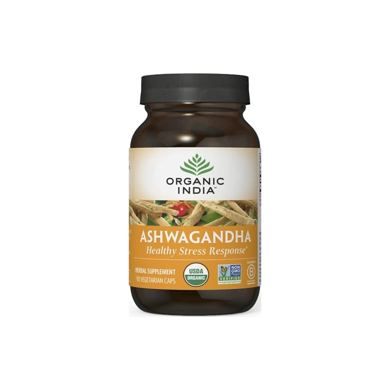 Organic India Ashwagandha Root Ayurvedic Herbal Supplement, 90 Capsules