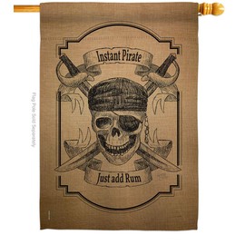 Breeze Decor H107047-BO Instant Burlap Coastal Pirate Decorative Vertical, House Flag 28"x 40", Multi-Color
