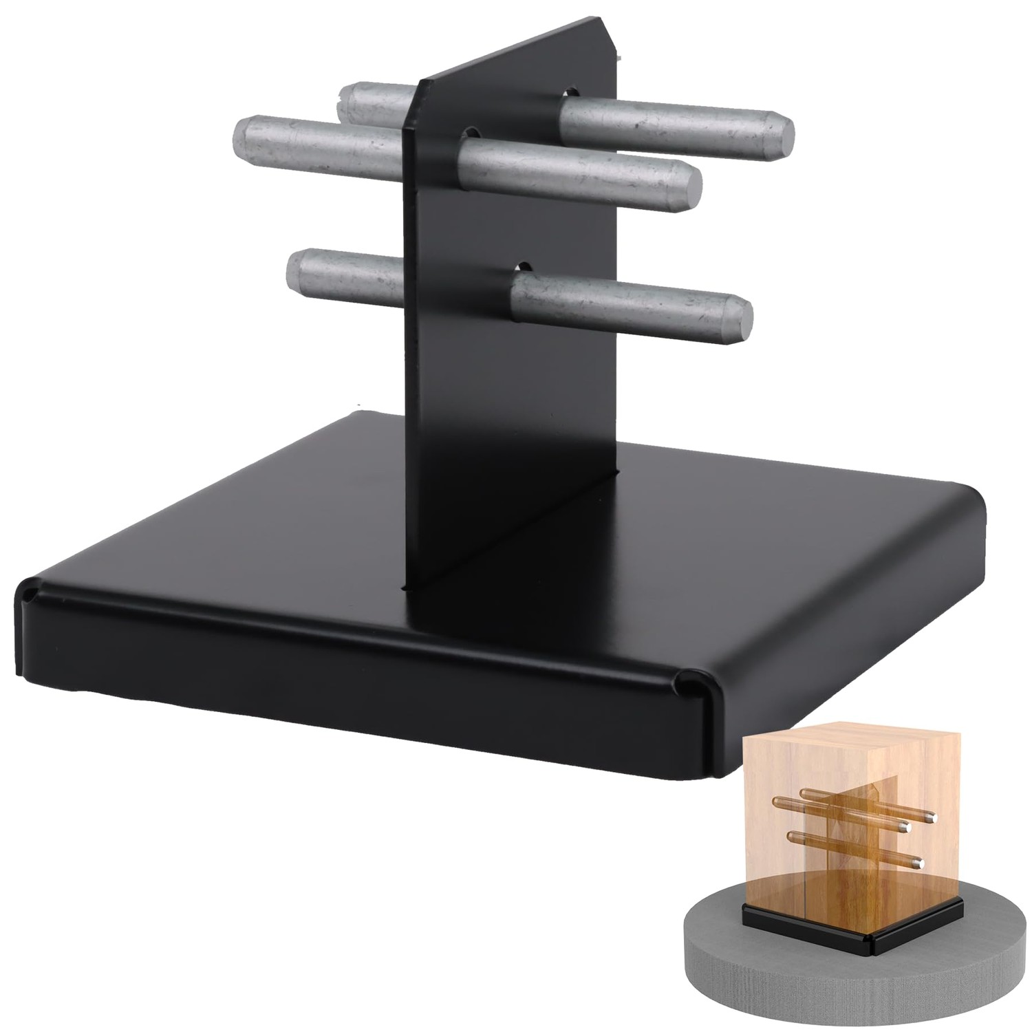 Concealed Post Base for 8x8 Lumber (Fits 7.5x7.5in) - 2 Pack Black ...