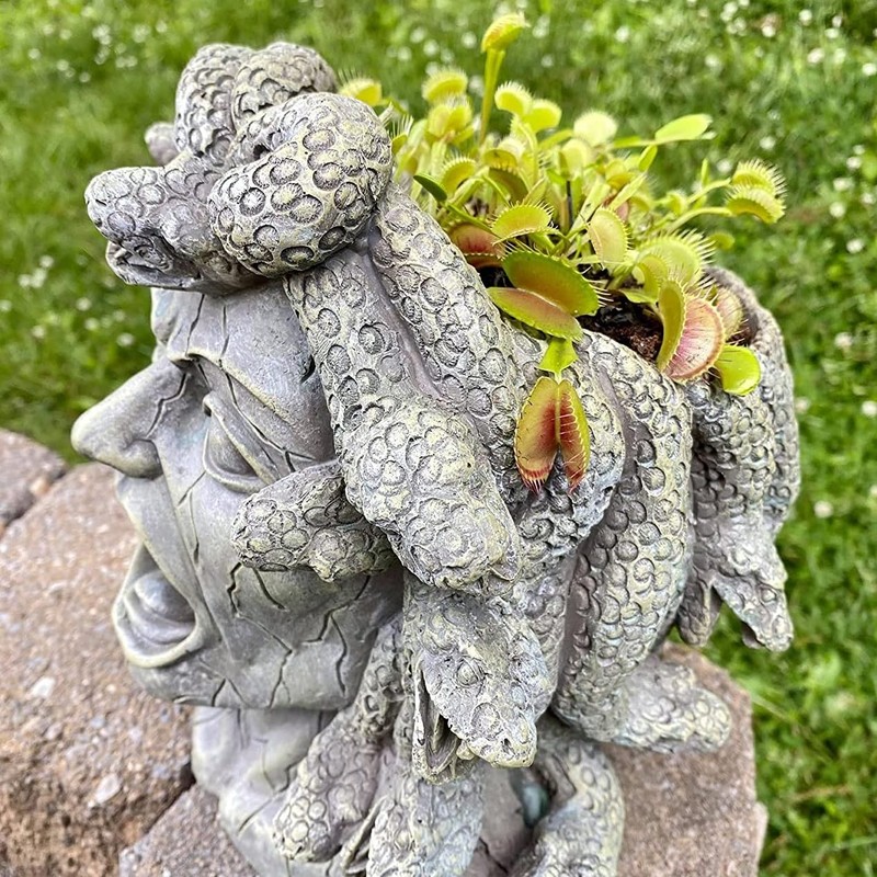 Darware Resin Medusa Head Planter, Large Garden Decor Statue Flower
