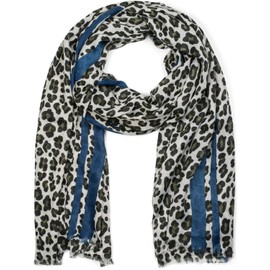 styleBREAKER 01017082 Women's Scarf with Leo Pattern, Coloured Stripes and Fringes, Scarf -