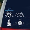 Compass Mountain Decal 4 Pack: Moutains with Compass, Mountain Sun