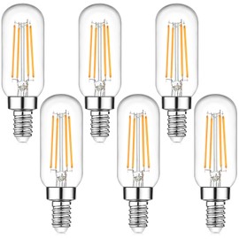 E12 Candelabra Edison Bulbs 60 Watt Equivalent, T6 6W Dimmable LED Light Bulbs for Chandelier, 600lm 2700K Warm White Clear Vintage Tubular Bulb, Small Filament Bulb for Ceiling Light, 6-Pack