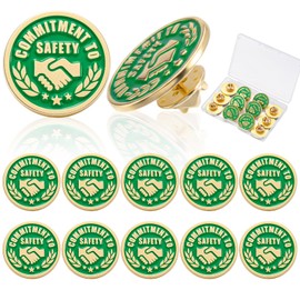 Solsew 12/24/50 Pack Commitment to Safety Award Employee Gold Enamel Lapel Pin Safety Recognition Lapel Pins Reward Gifts Staff Appreciation Recognition Award Gifts 7/8 Inch(24 Pack,Shake Hands)
