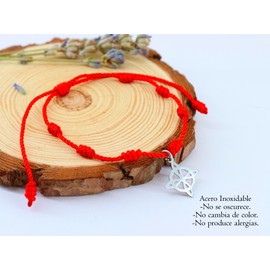 Only faith Red Thread 7 Witch Knot Bracelet for Women Stainless Steel Red Cord Adjustable Lucky Charm Handmade, Stainless Steel