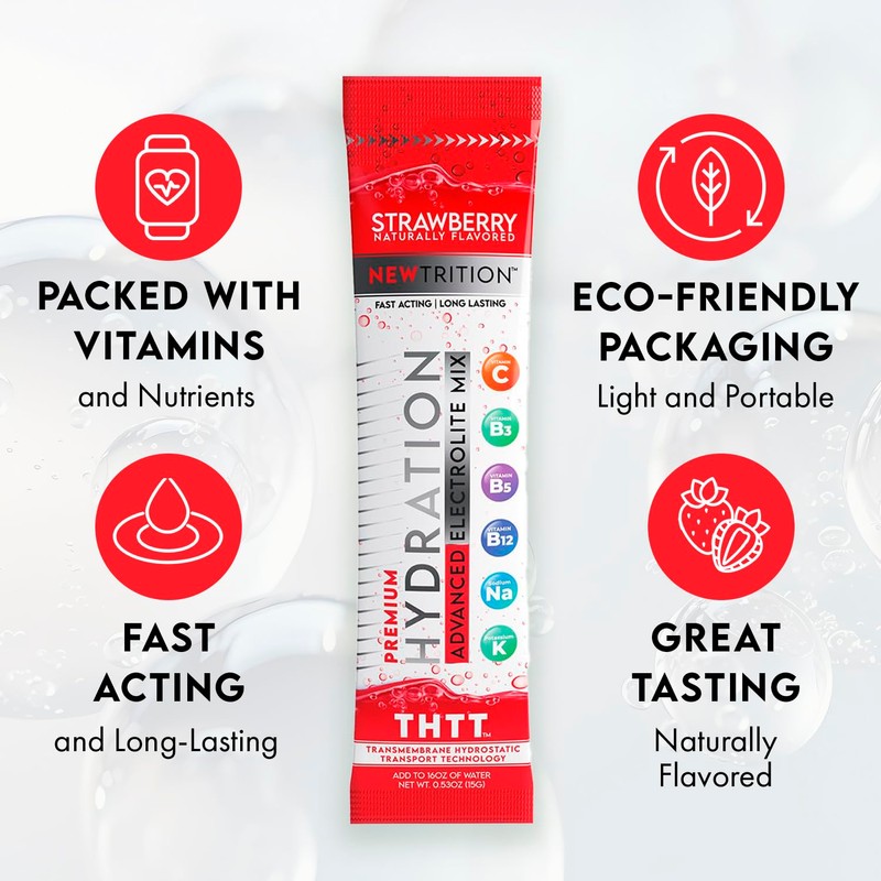 NewTrition Hydration Powder, Electrolyte Powder Packets, Naturally Flavored Hydrating Packets