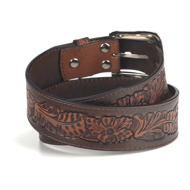 Nocona Men's Embossed Floral Tapered Belt, Brown, Size 34