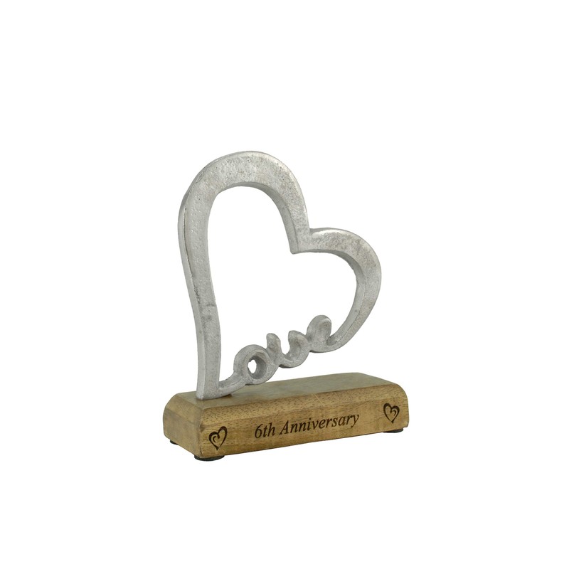 6th Anniversary Rustic Heart Decoration – 6 Year Anniversary (hsslove6)
