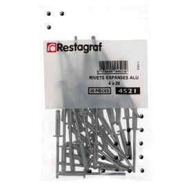Restragraft 4521 Expandable Rivet, White, 0 to 6.35 mm x 18.8 mm