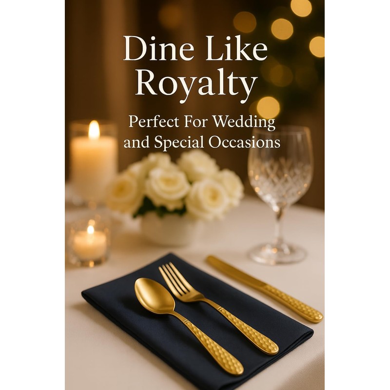 24-Piece Gold Flatware Silverware Set – 18/10 Stainless Steel Cutlery