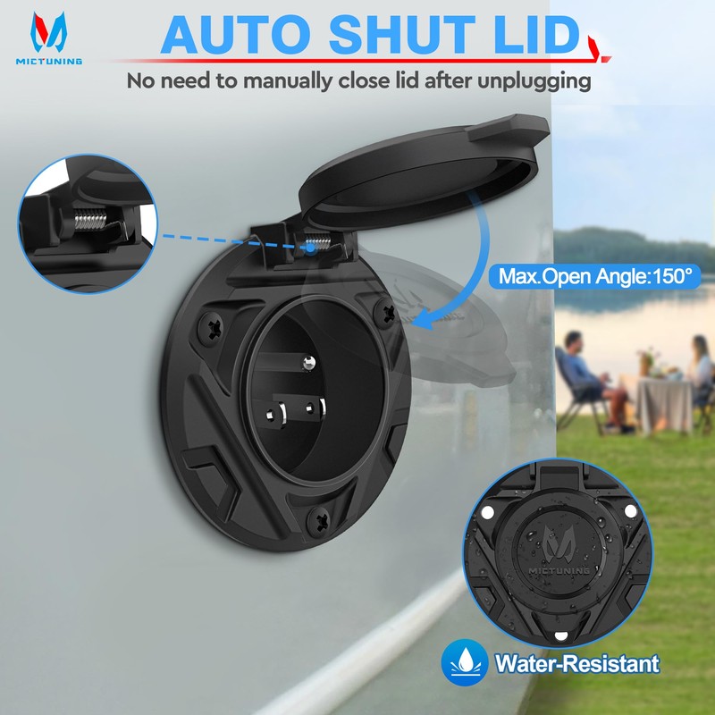 MICTUNING AC Port Plug with Power Inlet Socket 15A 20