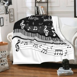 Zvzmzy Christmas Music Teacher Gifts Blanket 60"x 50", Music Teacher Gifts Men Women, Best Gifts for Music Teachers, Xmas Gifts for Piano Teachers, Music Teacher Appreciation Gifts Female Male