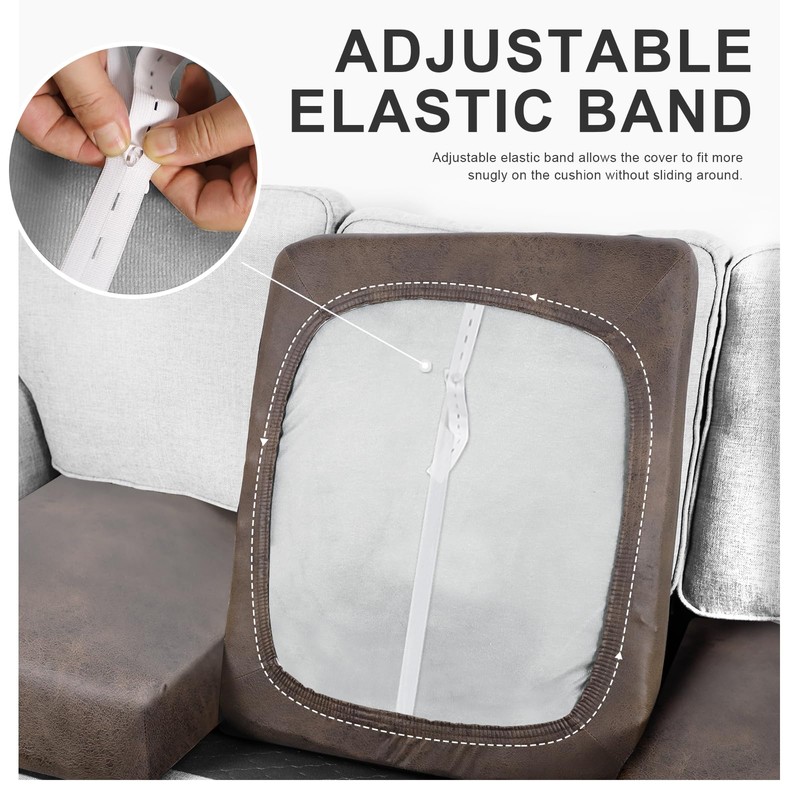 molasofa Leather Look Couch Cushion Covers, Stretch Sofa Cushion Covers