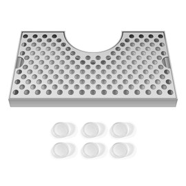 Hgkeke Kegerator Beer Drip Tray with Non-Slip Rubber Pad, Keg bar drip tray for 3 inch beer tower beverage dispenser Stainless Steel Spill Pan without Drain