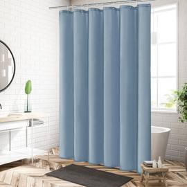 MitoVilla 2 Pack Blue Fabric Shower Curtain Liner - 72" W x 72" H, Light Blue Shower Curtain or Liner for Modern Neutral Hotel Bathroom Decor, Waterproof Cloth & Hotel Quality, 24 Plastic Hooks