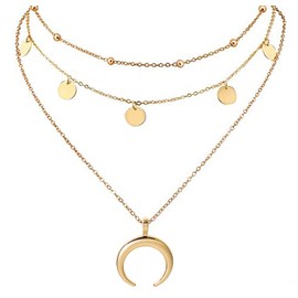 Wovanoo Layered Necklaces for Women Pendant Chain Necklaces Multilayer Stackable Choker Necklace Gold 1