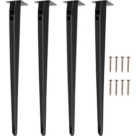 XUUHOOG 28" Modern Minimalist Metal Table Legs, Matte Black Ironwork Design, Sturdy & Durable with Sloping Cone Shape, Suitable for Indoor & Outdoor Use (Set of 4)