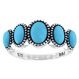 JTV Sleeping Beauty Turquoise Rhodium Over Sterling Silver Ring for Women (8)