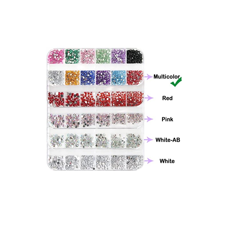 Nail Gems, Flat Back Crystal Rhinestones with Pick Up Tweezer