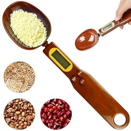 Cuchara Medidora Electrónica de Cocina 500/0,1 g de Precisión para Alimentos Balanza Digital de Peso Gramo, Cuchara de Medición con Pantalla LCD, Unidad de Soporte g/oz (con 2 Pilas AAA), (Marrón)