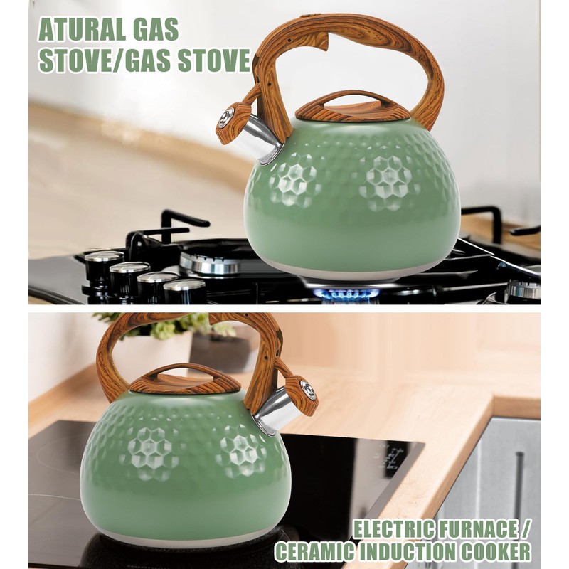 Foedo Stovetop Whistling Tea Kettle 3.2QT - Stainless Steel with