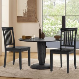 COLAMY Wooden Dining Chairs Set of 2, Solid Rubberwood Kitchen & Dining Room Chairs, High Spindle Back Windsor Style, Modern Dining Table Chairs, Non-Slip Foot Pads, Minimalist Home Furniture,Black