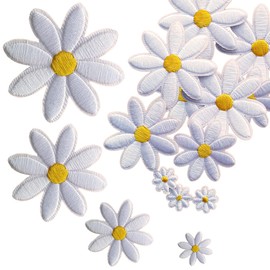 Daisy Flower Iron On Patches,40Pcs and 4 Sizes Cute Daisy Embroidery Patch for Decoration Clothes,Hats,Backpacks,Dresses,Flower Patches for Girls,Women