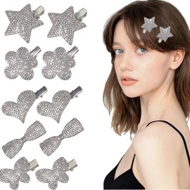 PYEUIFT Pack of 10 Cute Rhinestone Hair Clips, Pearl Rhinestone Hair Pins, Hair Pins, Sparkling Fashion Hair Clips, Styling Y2k Accessories for Women, Girls, Party, Birthday Gift Supplies